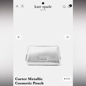NWT Kate Spade Carter Metallic Silver Cosmetic Pouch